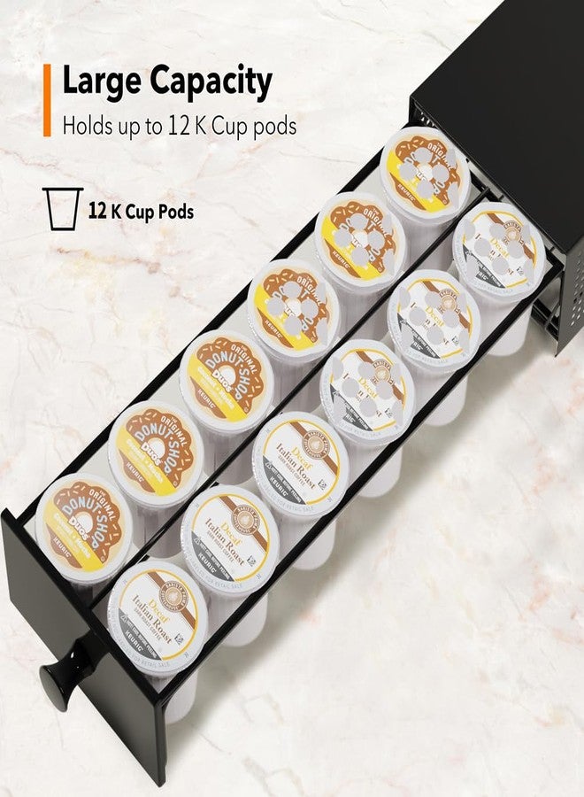 SICHEER K Cup Organization Storage Drawer Maker K Cup Holder Coffee Pod Organizer Stand Tray Counter Rack Countertop Maker Stand Capsules Compatible with Keurig Accessories Holds 12 Pods - Image 4